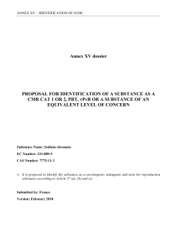 Annex XV dossier PROPOSAL FOR IDENTIFICATION OF A