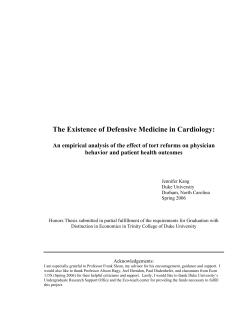 Defensive Medicine in Cardiology - Sites@Duke