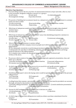 Management Of The Sales Force