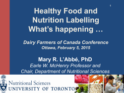 Healthy Food and Nutrition Labelling What`s happening &hellip;