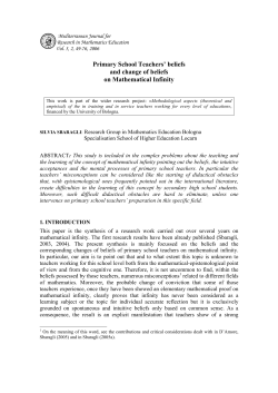 Primary School Teachers` beliefs and change of beliefs on