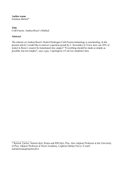 Cold Fusion. Andrea Rossi`s Method-ter