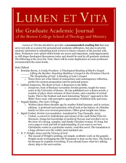 Lumen et Vita reading list final