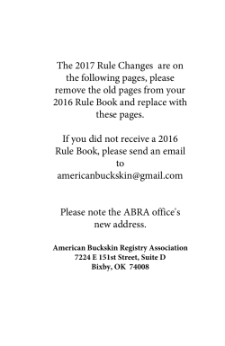 2017 Changes Only - American Buckskin Registry Association