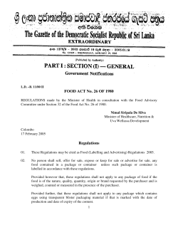 (Labelling and Advertising) Regulations 2005