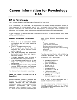 More Career Information For Psychology B.A.`s