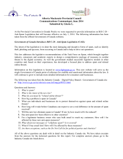 June 2014 - CWL Alberta Mackenzie Provincial Council