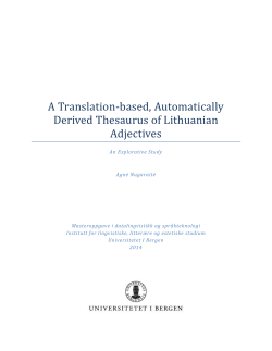A Translation-based, Automatically Derived Thesaurus - BORA