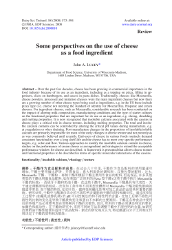 Some perspectives on the use of cheese as a food ingredient