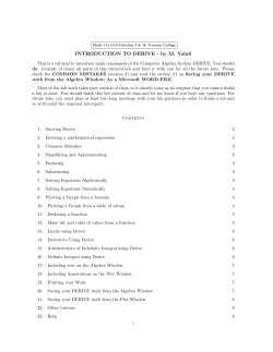 INTRODUCTION TO DERIVE - Ursinus College Student, Faculty and