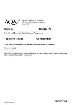 GCE Biology Teachers Notes Unit 03X - AS Externally Marked