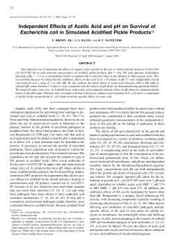 Independent Effects of Acetic Acid and pH on Survival of Escherichia