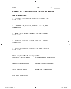 Homework #24 - Compare and Order Fractions and Decimals
