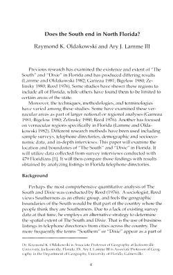 Does the South end in North Florida?