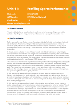 Unit 41: Profiling Sports Performance