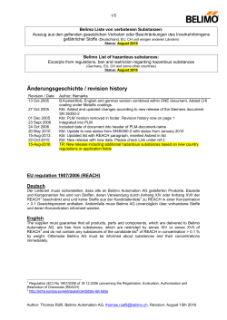 Belimo Liste von verbotenen Substanzen
