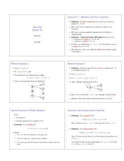 Mat 2345 Chapter Six Section 6.1 &mdash; Relations and Their Properties