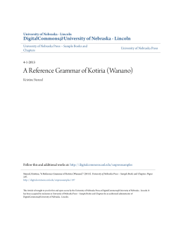 A Reference Grammar of Kotiria (Wanano)