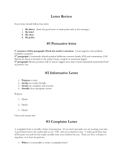 Letter Review #1 Persuasive letter #2 Informative Letter #3