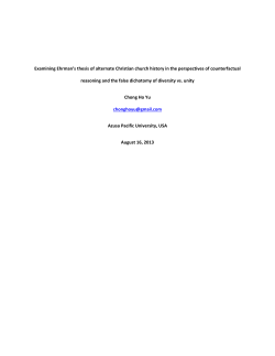 Examining Ehrman`s thesis of alternate Christian church history in
