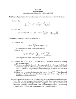 1 &minus; = + O &theta;(x) = &psi;(x) + O( &radic; &sigma;(n) &le; + O(n), log&tau;(n) &le; log