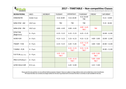 2017 &ndash; TIMETABLE &ndash; Non-competitive Classes