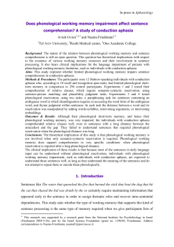 Does phonological working memory impairment affect sentence