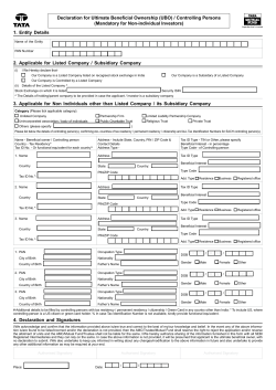 Declaration for Ultimate Beneficial Ownership (UBO) / Controlling