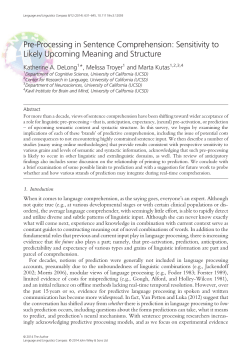 Pre-Processing in Sentence Comprehension