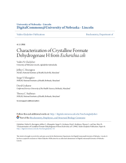 Characterization of Crystalline Formate Dehydrogenase H from