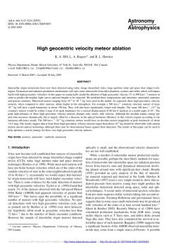 High geocentric velocity meteor ablation