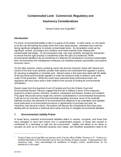 Contaminated Land: Commercial, Regulatory and