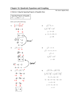 Chapter 16: Quadratic Equations and Graphing