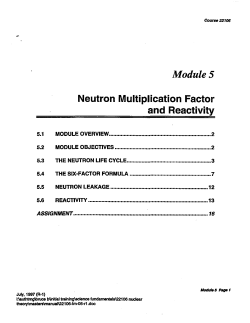 ModuleS Neutron Multiplication Factor and Reactivity