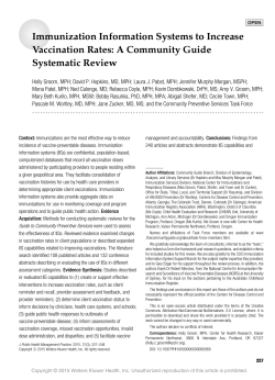 Immunization Information Systems to Increase Vaccination Rates: A