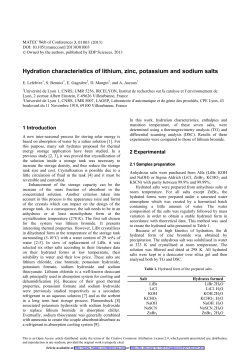 Hydration characteristics of lithium, zinc, potassium and sodium salts