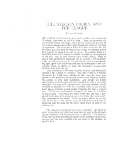 THE STIMSON POLICY AND THE LEAGUE