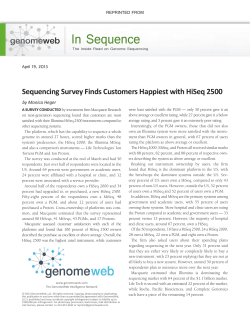 Sequencing Survey Finds Customers Happiest with HiSeq 2500