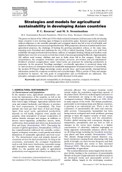 Strategies and models for agricultural sustainability in developing