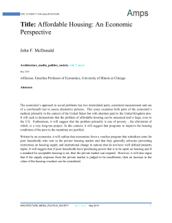 Affordable Housing: An Economic Perspective