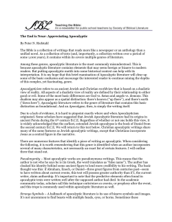 The End is Near: Appreciating Apocalyptic By Peter N. Riefstahl The