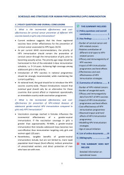 schedules and strategies for human papillomavirus (hpv)