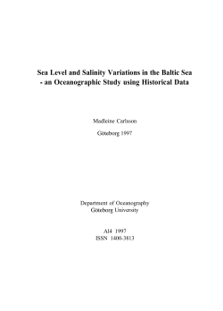 Sea Level and Salinity Variations in the Baltic Sea