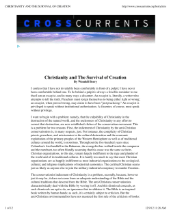 CHRISTIANITY AND THE SURVIVAL OF CREATION