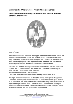 Diary of an Evacuee &ndash; Gwen Milton (nee Jones)