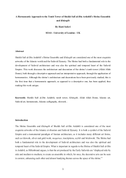 A Hermeneutic Approach to the Tomb Tower of Sheikh Safi al
