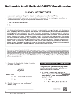 Nationwide Adult Medicaid CAHPS&reg; Questionnaire Yes No