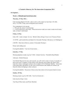 1 A Tentative Itinerary for The Innovation Symposium 2014 In