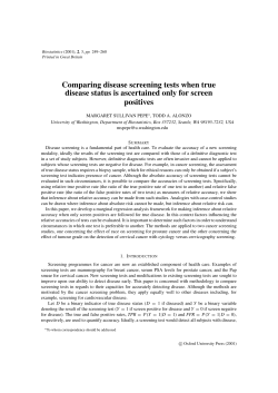 Comparing disease screening tests when true