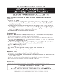 2005 AASV Annual Meeting Proceedings Checklist for Authors